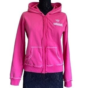 Jennifer Moore Y2K Neon Hot Pink Cotton Sweatshirt Hoodie Jacket Medium NWOT